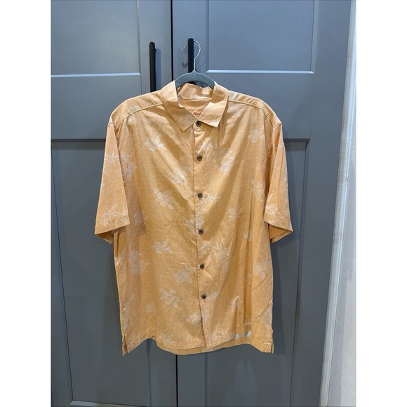 Tommy Bahama Other - Tommy bahama Men's Large Orange Hawaiian Short Sleeve Shirt, Excellent Cond.